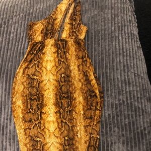 Midaxi one shoulder python print dress